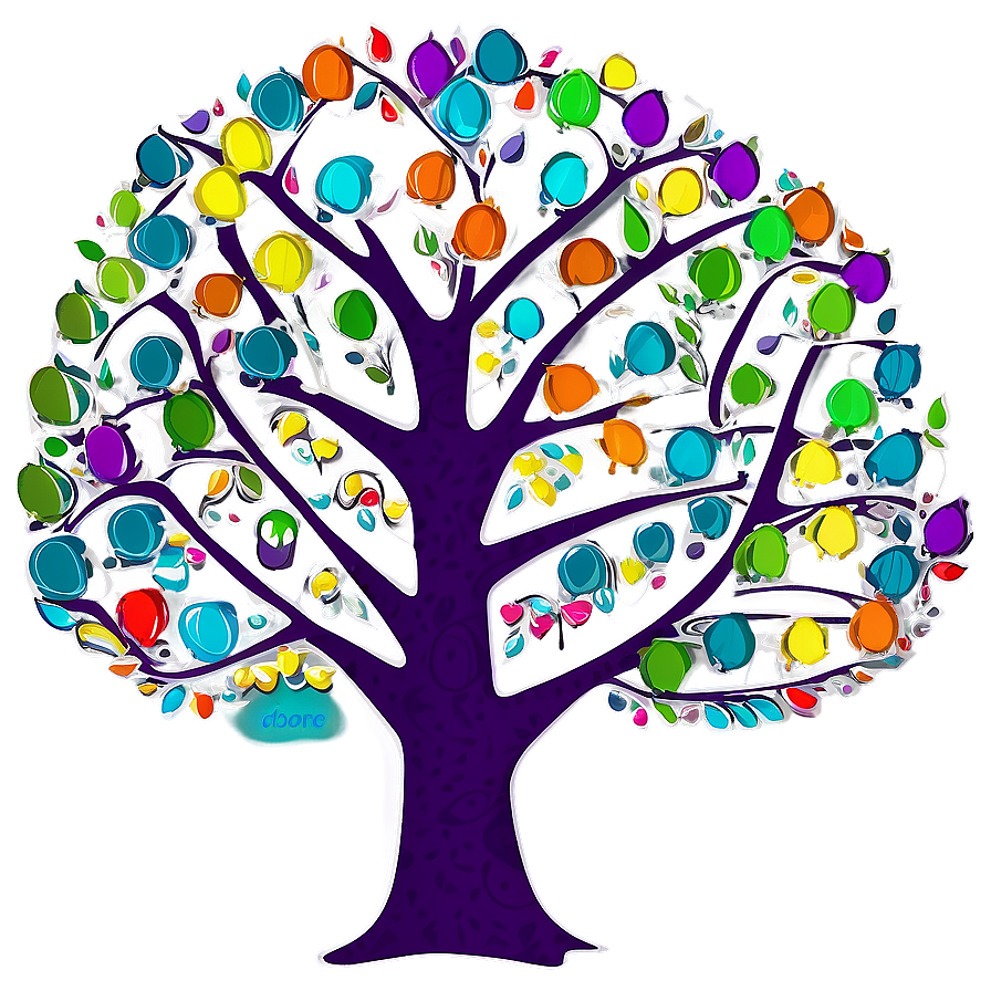 Colorful Family Reunion Tree Graphic Png 06212024 PNG image