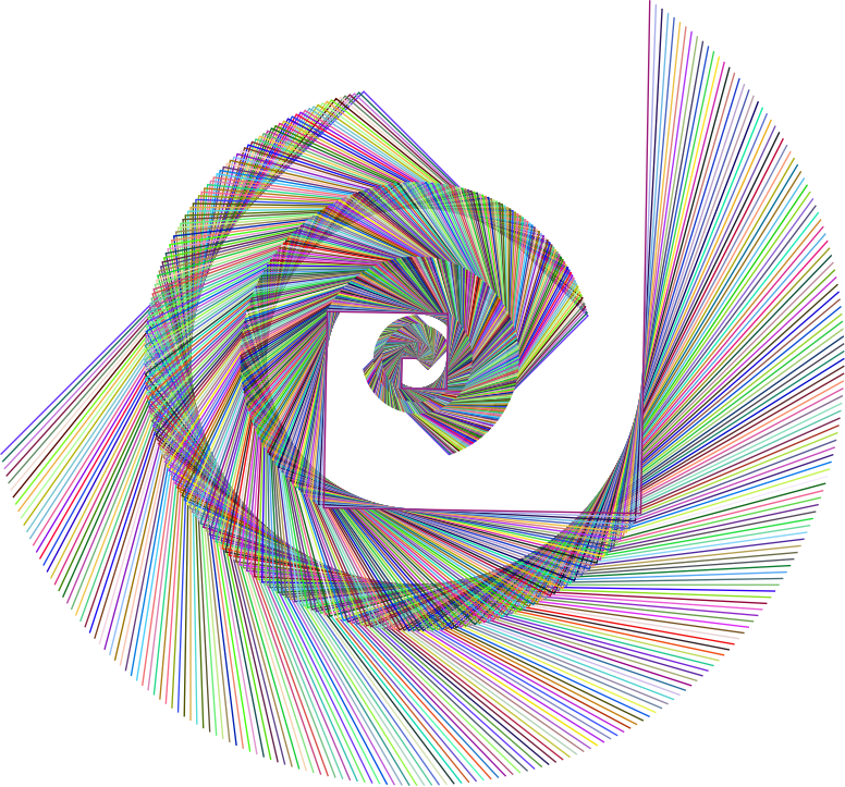 Colorful Fibonacci Spiral Art PNG image