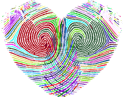 Colorful Fingerprint Heart Art PNG image