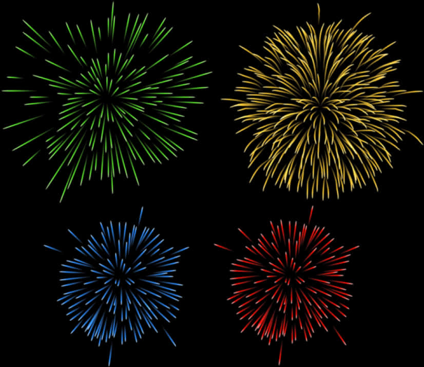 Colorful Fireworks Display Black Background PNG image