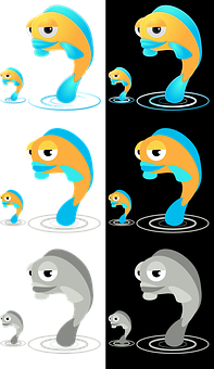 Colorful Fish Evolution Sequence PNG image