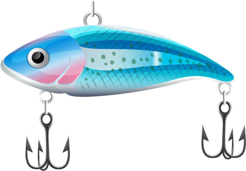 Colorful Fishing Lurewith Treble Hooks PNG image