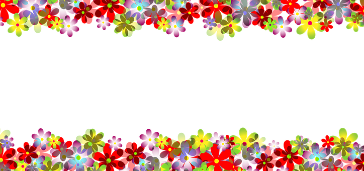 Colorful Floral Border Black Background PNG image