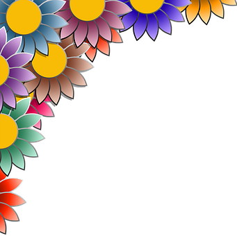 Colorful Floral Frame Corner Design PNG image
