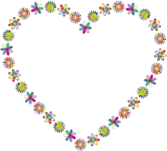 Colorful Floral Heart Frame PNG image