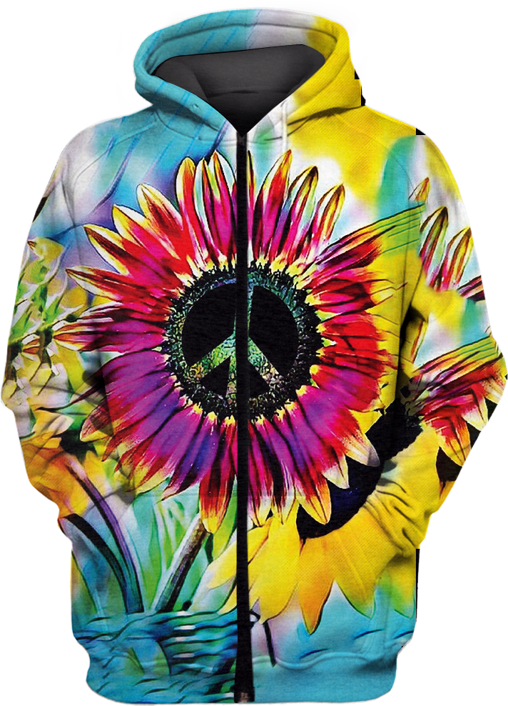 Colorful Floral Peace Sign Hoodie PNG image