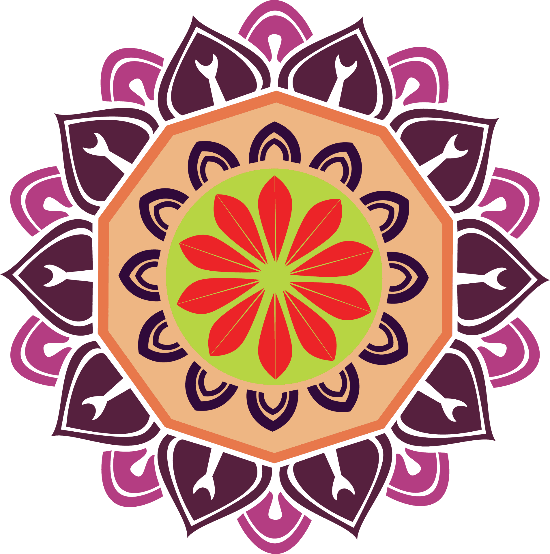 Colorful Floral Rangoli Design PNG image