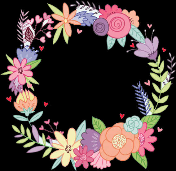 Colorful Floral Wreath Graphic PNG image