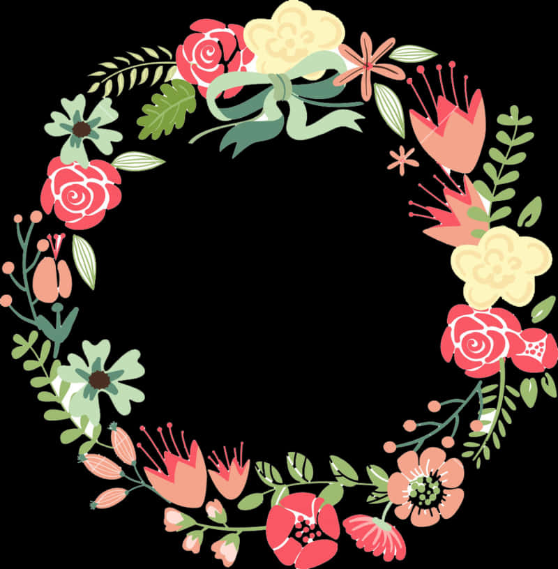 Colorful_ Floral_ Wreath_ Vector PNG image