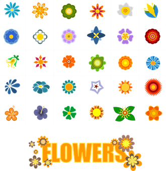 Colorful Flower Icons Collection PNG image