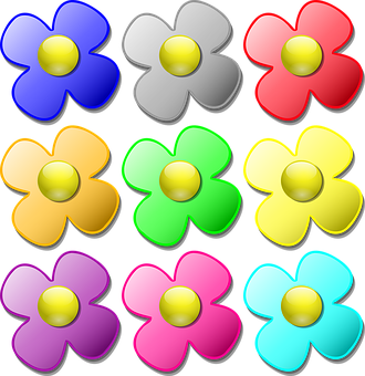 Colorful Flower Icons Set PNG image