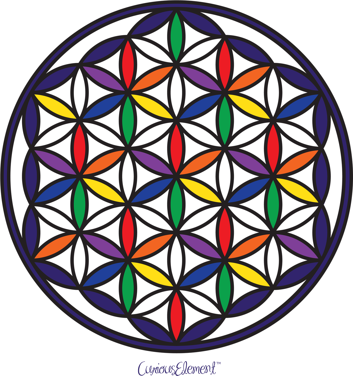 Colorful Flowerof Life Sacred Geometry PNG image