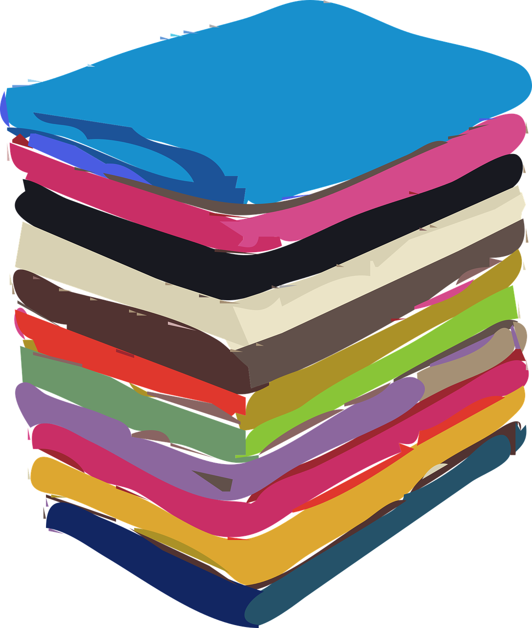 Colorful Folded T Shirts Stack PNG image