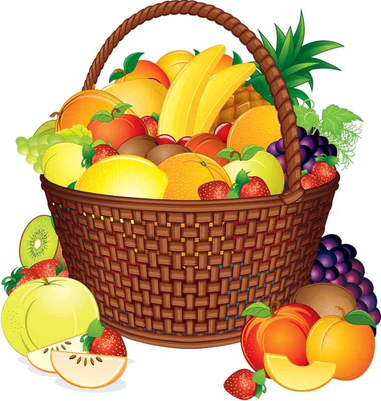 Colorful Fruit Basket Illustration PNG image