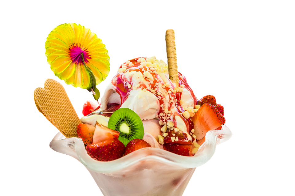 Colorful Fruit Ice Cream Dessert PNG image