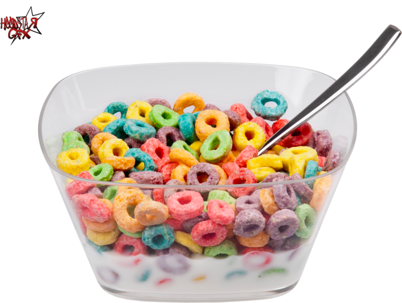 Colorful Fruit Loops Cereal Bowl PNG image