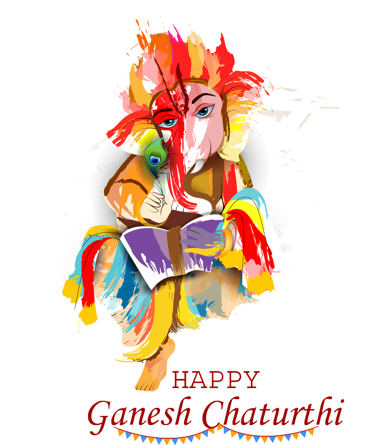 Colorful Ganesh Chaturthi Greeting PNG image