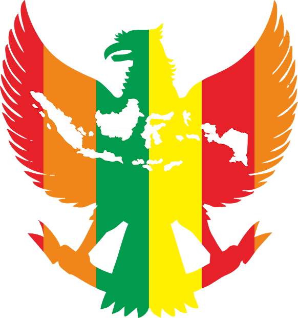 Colorful Garuda Silhouette Map Overlay PNG image