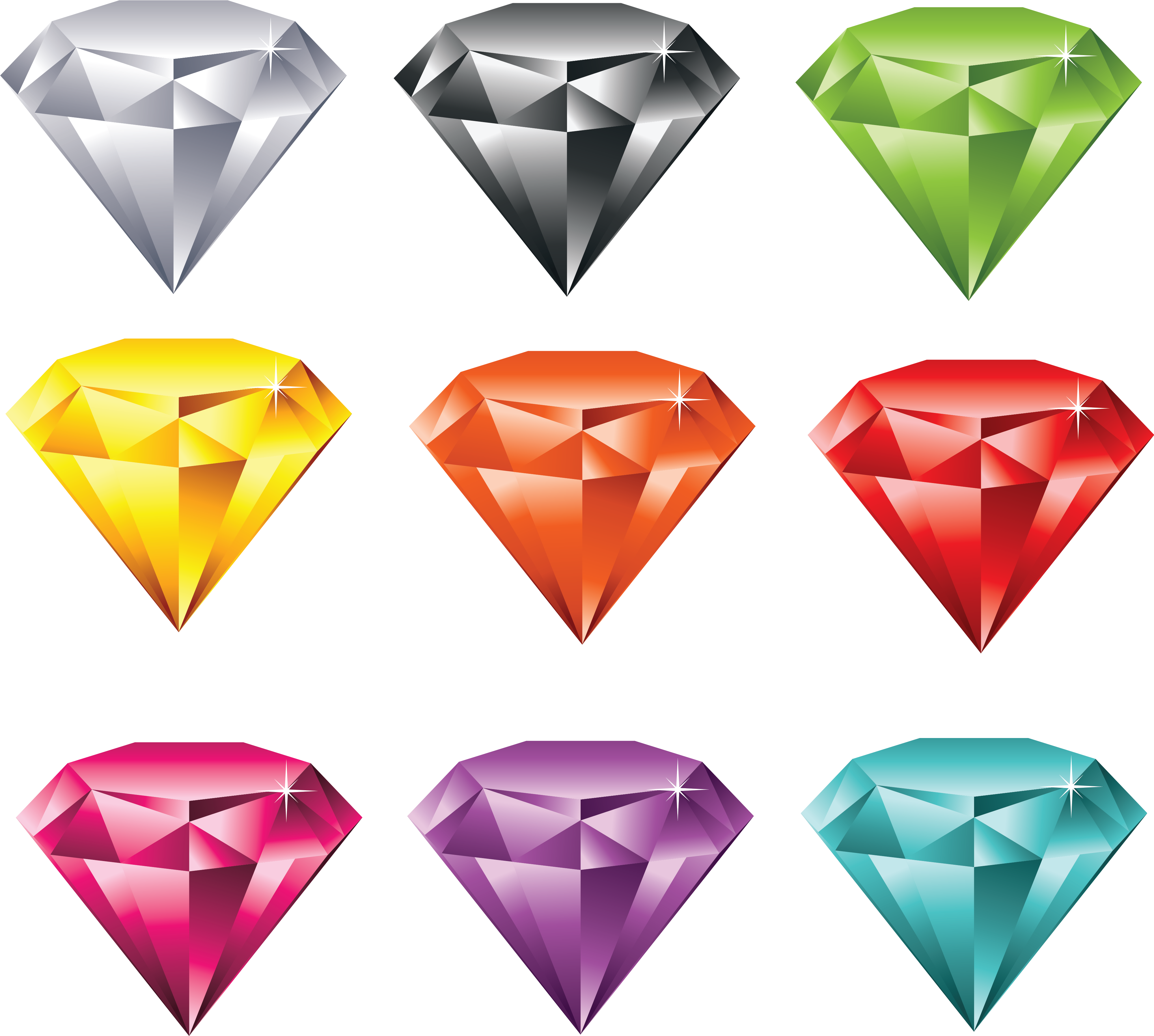 Colorful Gemstone Vector Set PNG image