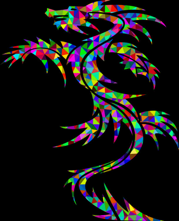 Colorful Geometric Dragon Tattoo Design PNG image