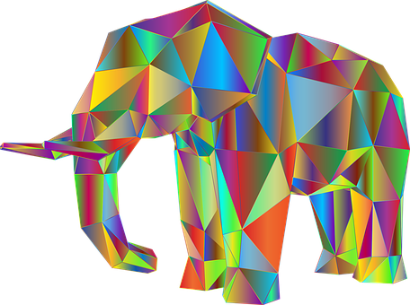 Colorful Geometric Elephant Art PNG image