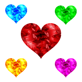 Colorful Geometric Hearts PNG image