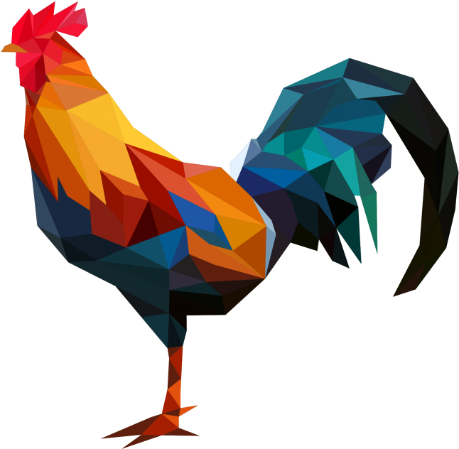 Colorful Geometric Rooster Art PNG image