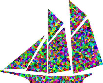 Colorful Geometric Sailboat Artwork PNG image