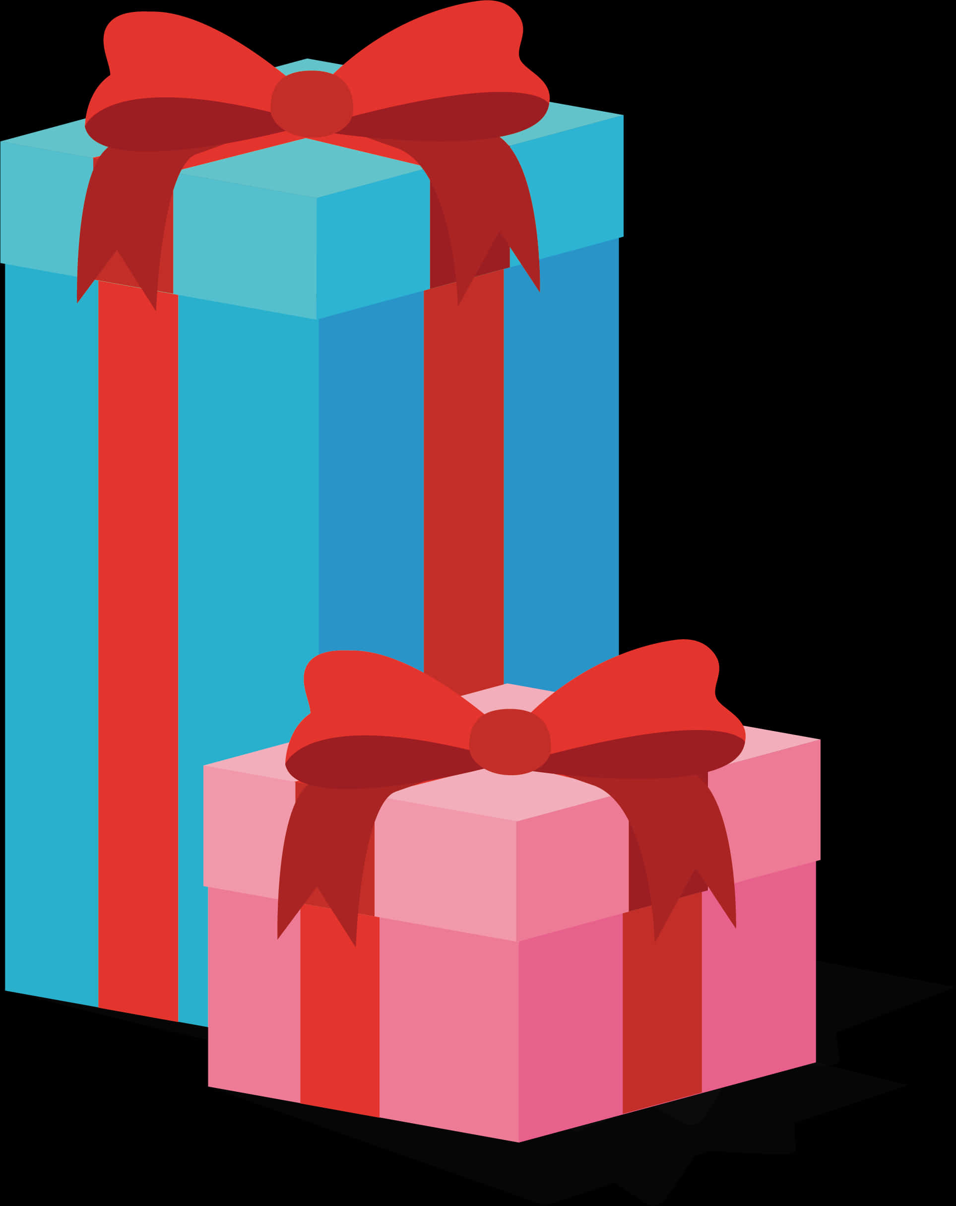 Colorful Gift Boxeswith Red Ribbons PNG image