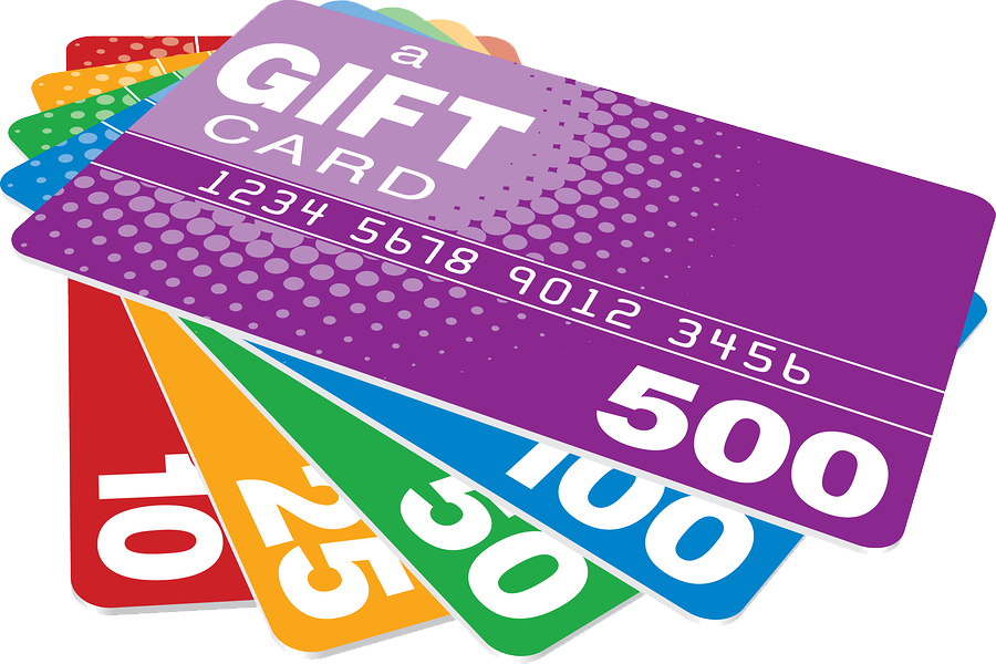 Colorful Gift Cards Stacked PNG image