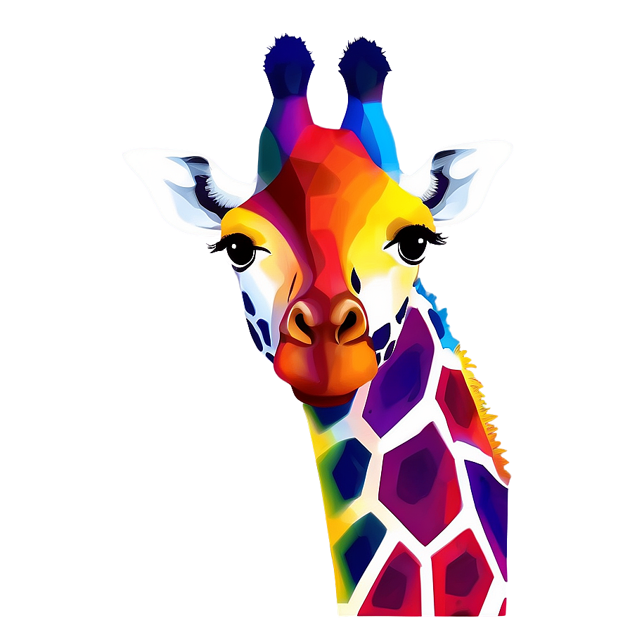 Colorful Giraffe Illustration Png Gre PNG image