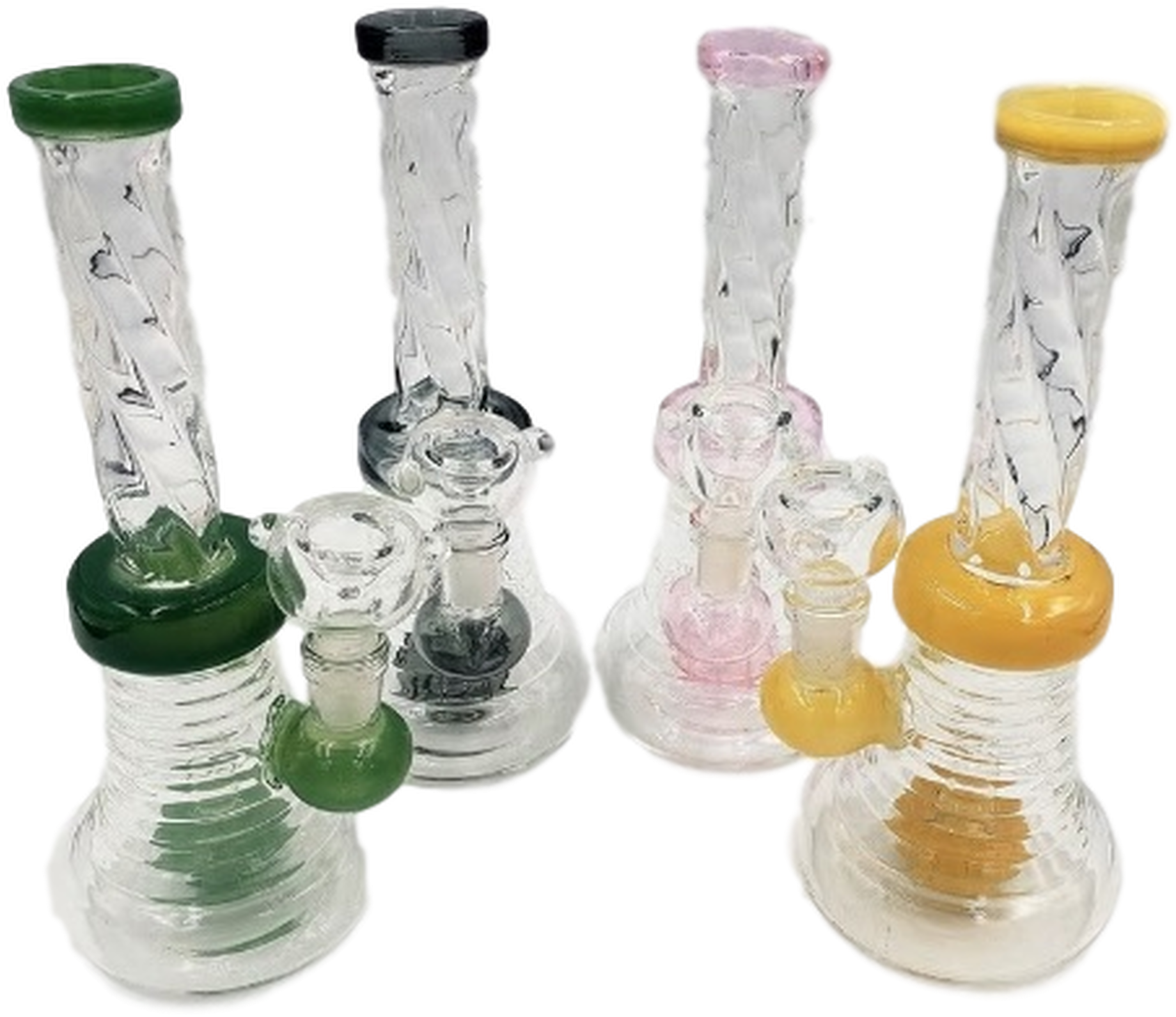 Colorful Glass Bongs Collection PNG image