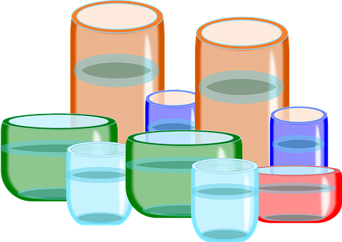 Colorful Glassware Collection PNG image