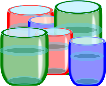 Colorful Glassware Vector Illustration PNG image