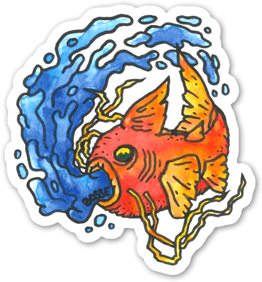 Colorful Goldfish Sticker Illustration PNG image