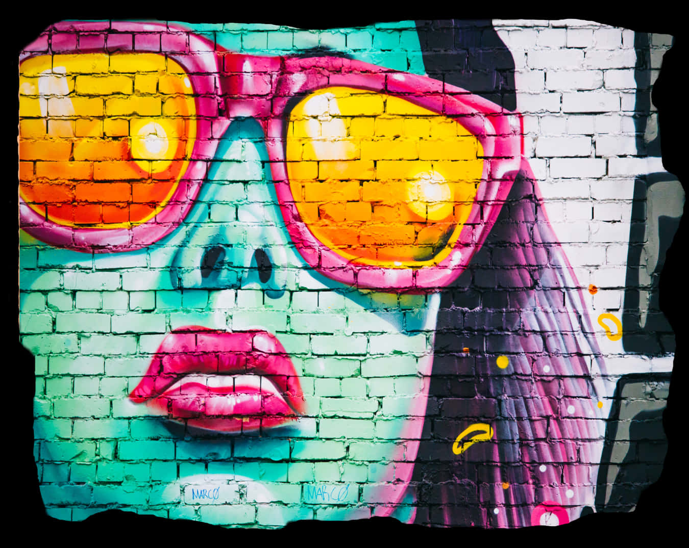 Colorful Graffiti Sunglassesand Lips PNG image