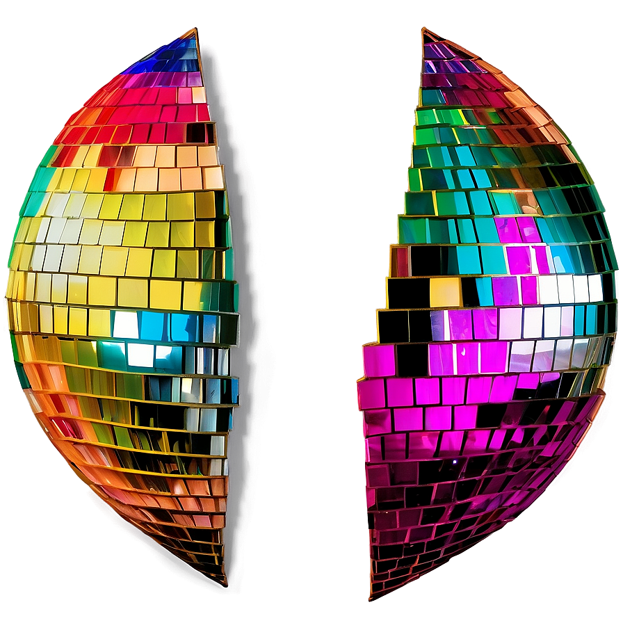 Colorful Halved Disco Balls PNG image