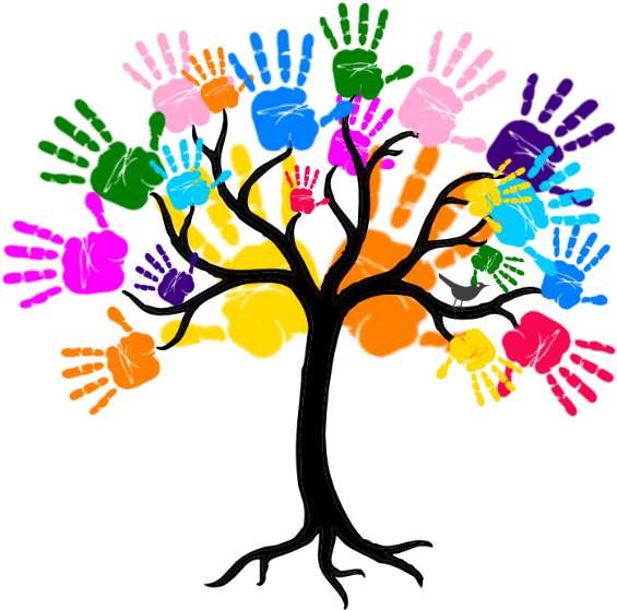 Colorful Handprint Tree Art PNG image