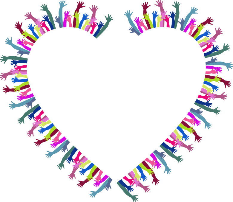 Colorful Hands Heart Border PNG image