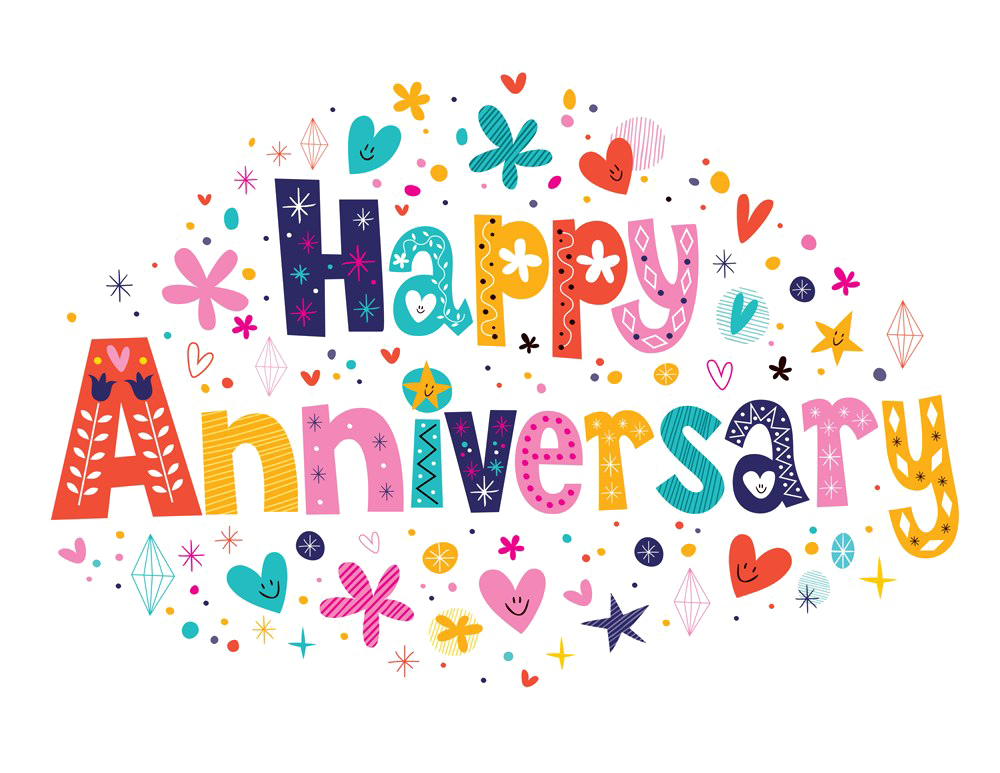 Colorful Happy Anniversary Greeting PNG image