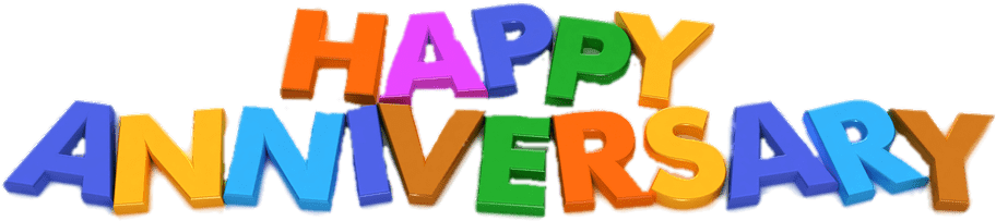 Colorful Happy Anniversary Text PNG image