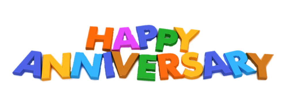 Colorful Happy Anniversary Text PNG image
