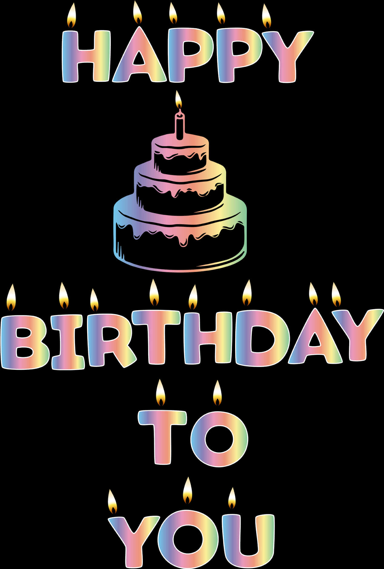 Colorful Happy Birthday Cakeand Candles PNG image