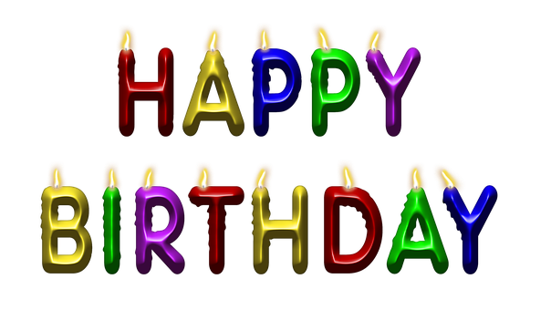 Colorful Happy Birthday Candle Letters PNG image
