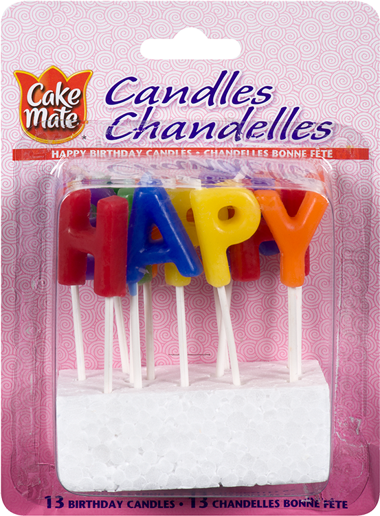 Colorful Happy Birthday Candles Packaging PNG image