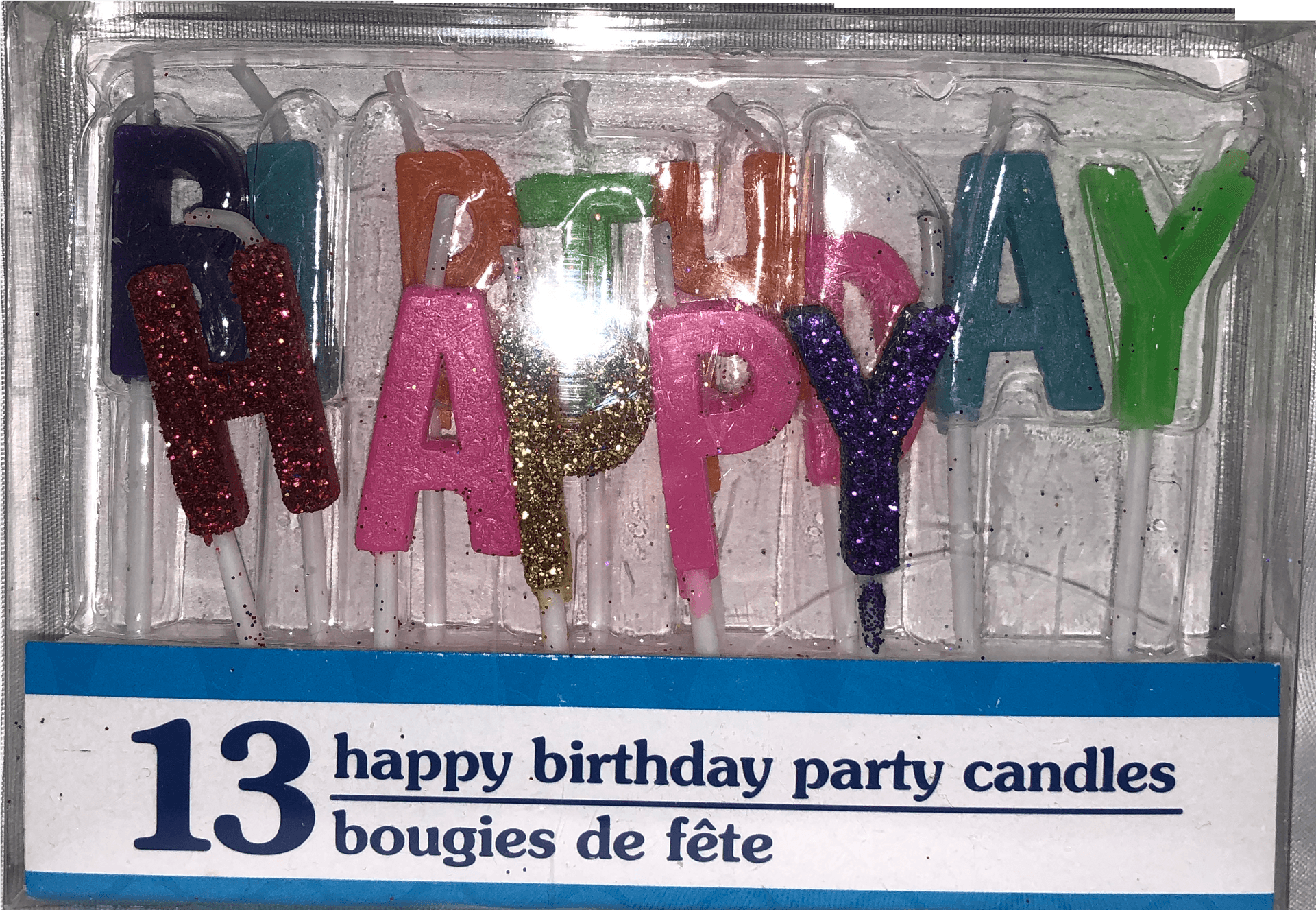 Colorful Happy Birthday Candles Packaging PNG image