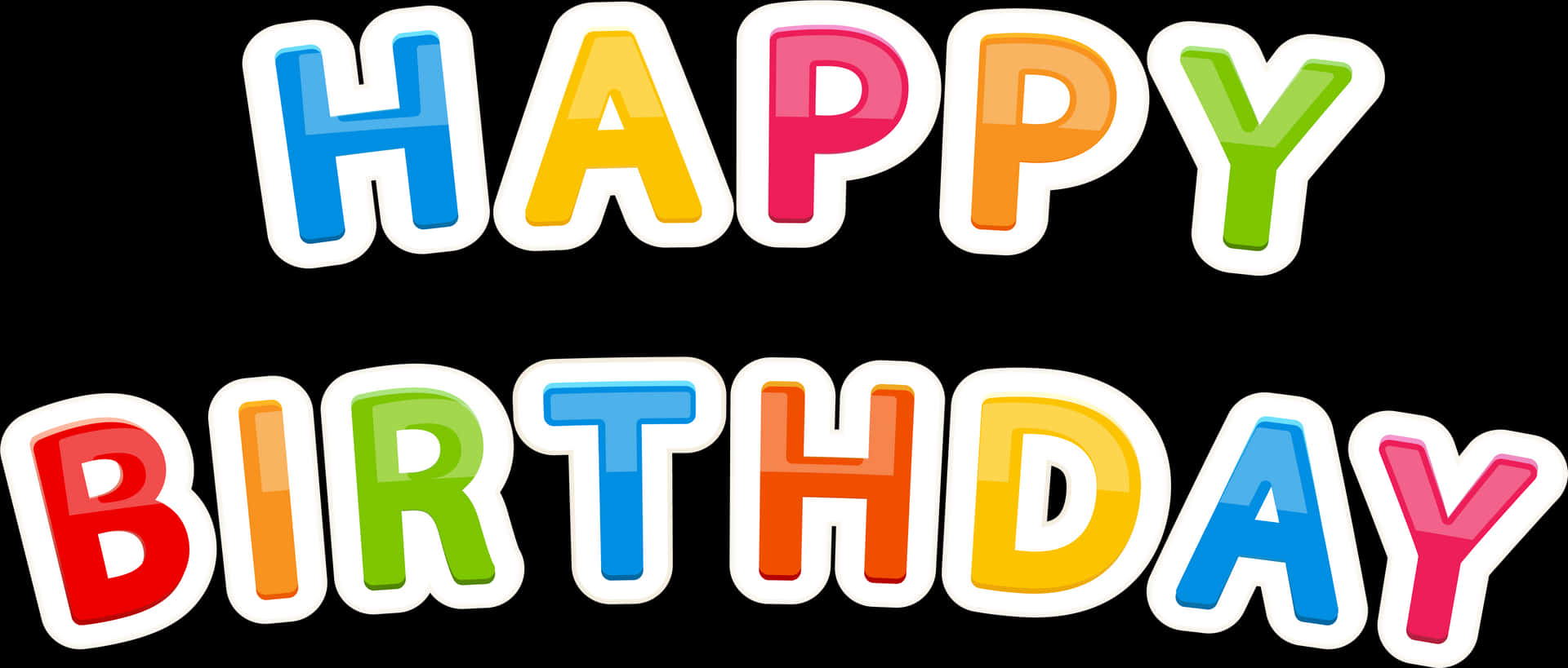 Colorful Happy Birthday Text Banner PNG image