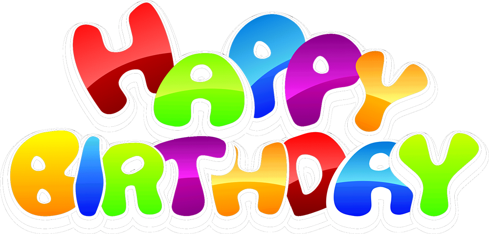 Colorful Happy Birthday Text Graphic PNG image