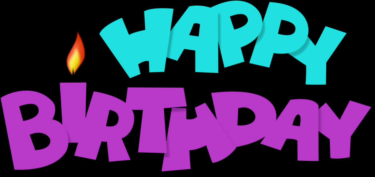 Colorful_ Happy_ Birthday_ Text_with_ Flame PNG image
