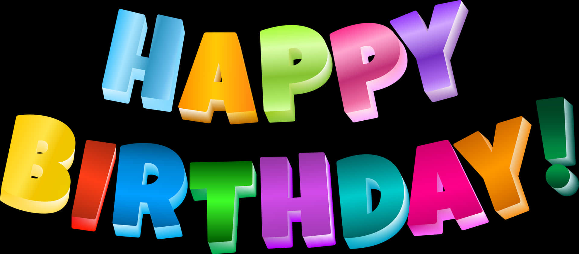 Colorful Happy Birthday Text3 D Black Background PNG image